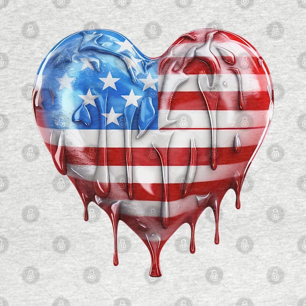 American Flag Dripping Heart #1 by Chromatic Fusion Studio